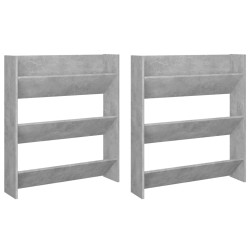 Armoires à chaussures murales 2 pcs Gris béton 80x18x90 cm 