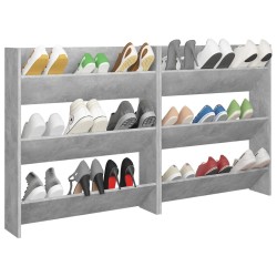 Armoires à chaussures murales 2 pcs Gris béton 80x18x90 cm 