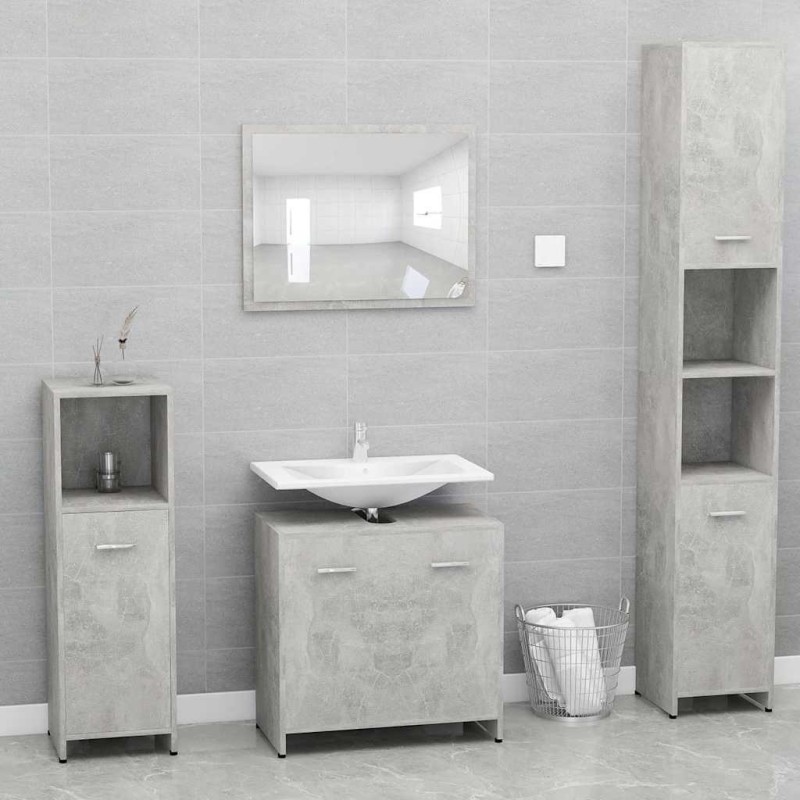 Meubles de salle de bain Gris béton Bois d'ingénierie Meubles de salle de bain Gris béton Bois d'ingénierie