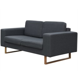 Canapé à 2 places Tissu Gris foncé 