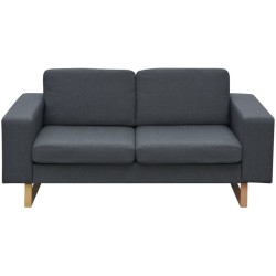Canapé à 2 places Tissu Gris foncé 