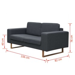 Canapé à 2 places Tissu Gris foncé 
