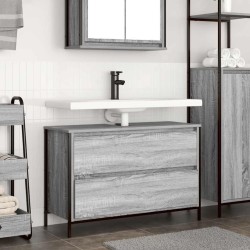 Meuble de salle de bain lavabo tiroirs sonoma gris 90x34,5x60cm 