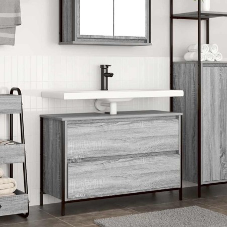 Meuble de salle de bain lavabo tiroirs sonoma gris 90x34,5x60cm 