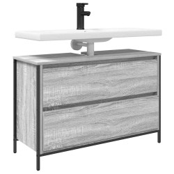 Meuble de salle de bain lavabo tiroirs sonoma gris 90x34,5x60cm 