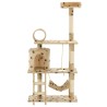 Arbre à chat avec griffoir en sisal 140cm Beige Motif de pattes 