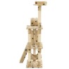 Arbre à chat avec griffoir en sisal 140cm Beige Motif de pattes 