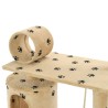 Arbre à chat avec griffoir en sisal 140cm Beige Motif de pattes 