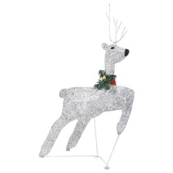 Décoration de Noël Rennes et traîneau 100 LED Extérieur Argenté 