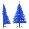 Demi sapin de Noël artificiel avec support Bleu 150 cm PVC 