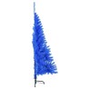 Demi sapin de Noël artificiel avec support Bleu 150 cm PVC 