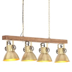 Plafonnier industriel Laiton E27 Bois de manguier 