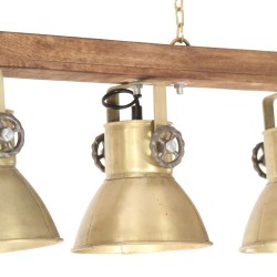 Plafonnier industriel Laiton E27 Bois de manguier 