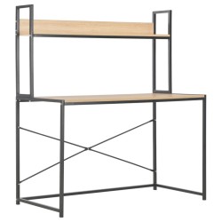 Bureau d'ordinateur Noir et chêne 120 x 60 x 138 cm 