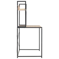 Bureau d'ordinateur Noir et chêne 120 x 60 x 138 cm 