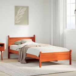 Cadre de lit sans matelas cire marron 100x200cm bois pin massif 
