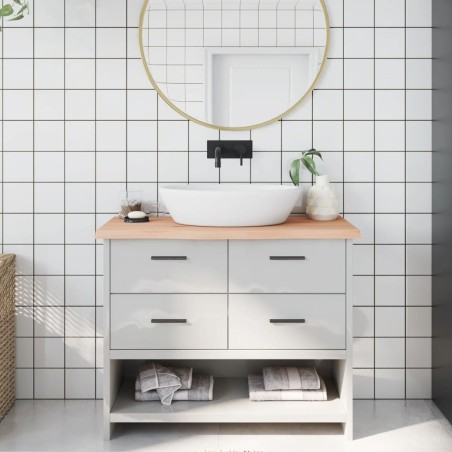 Comptoir de salle de bain 100x40x(2-4)cm bois massif non traité 