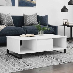 Table basse blanc 104x60x35 cm bois d'ingénierie 