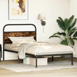 Cadre de lit sans matelas 107x203 cm chêne fumé bois ingénierie 