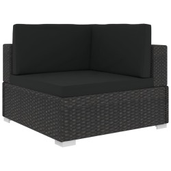Salon de jardin 5 pcs avec coussins Résine tressée Noir   