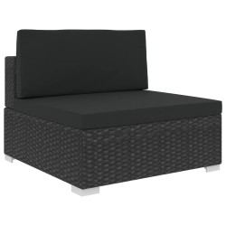 Salon de jardin 5 pcs avec coussins Résine tressée Noir   