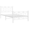Cadre de lit métal sans matelas et pied de lit blanc 100x190 cm 