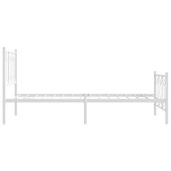 Cadre de lit métal sans matelas et pied de lit blanc 100x190 cm 