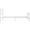 Cadre de lit métal sans matelas et pied de lit blanc 100x190 cm 