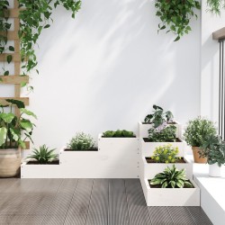 Jardinière 4 niveaux 106x104,5x36 cm blanc bois de pin massif 
