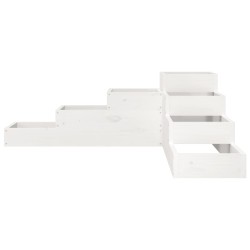 Jardinière 4 niveaux 106x104,5x36 cm blanc bois de pin massif 