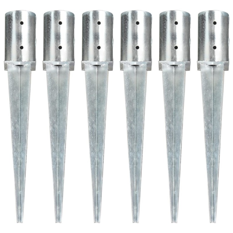 Piquets au sol 6 pcs Argenté 8x61 cm Acier galvanisé Piquets au sol 6 pcs Argenté 8x61 cm Acier galvanisé