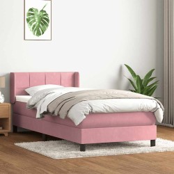 Sommier à lattes de lit avec matelas rose 90x220 cm velours 