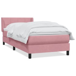 Sommier à lattes de lit avec matelas rose 90x220 cm velours 