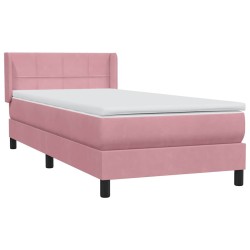 Sommier à lattes de lit avec matelas rose 90x220 cm velours 