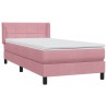 Sommier à lattes de lit avec matelas rose 90x220 cm velours 