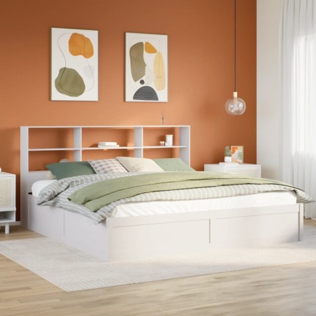 Cadre de lit sans matelas blanc 180x200 cm bois massif de pin 