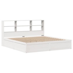 Cadre de lit sans matelas blanc 180x200 cm bois massif de pin 