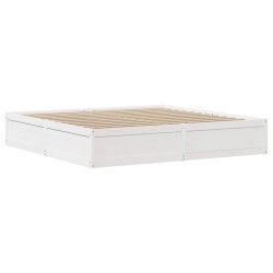 Cadre de lit sans matelas blanc 180x200 cm bois massif de pin 