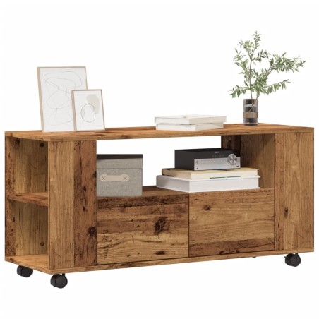 Meuble TV avec roulettes vieux bois bois d'ingénierie 