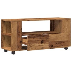 Meuble TV avec roulettes vieux bois bois d'ingénierie 