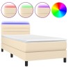 Sommier à lattes de lit avec matelas LED Crème 90x200 cm Tissu 