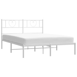 Cadre de lit métal sans matelas et tête de lit blanc 120x200 cm 
