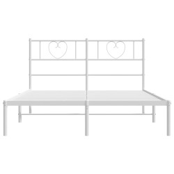 Cadre de lit métal sans matelas et tête de lit blanc 120x200 cm 
