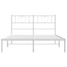 Cadre de lit métal sans matelas et tête de lit blanc 120x200 cm 