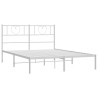 Cadre de lit métal sans matelas et tête de lit blanc 120x200 cm 