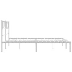 Cadre de lit métal sans matelas et tête de lit blanc 120x200 cm 