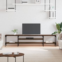 Meuble TV chêne marron 201x35x45 cm bois d'ingénierie et fer 