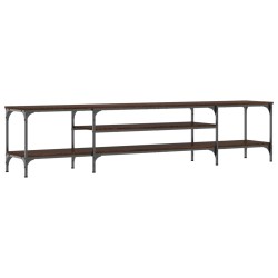 Meuble TV chêne marron 201x35x45 cm bois d'ingénierie et fer 
