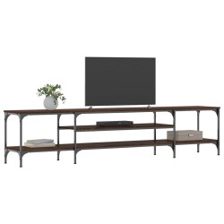 Meuble TV chêne marron 201x35x45 cm bois d'ingénierie et fer 
