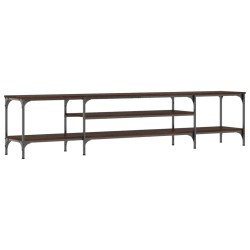 Meuble TV chêne marron 201x35x45 cm bois d'ingénierie et fer 